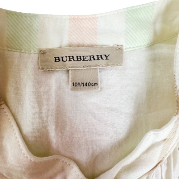 Burberry Girls Dress | White Dress with Green and Salmon Plaid | Size 10Y-140cm - Picture 2 of 2